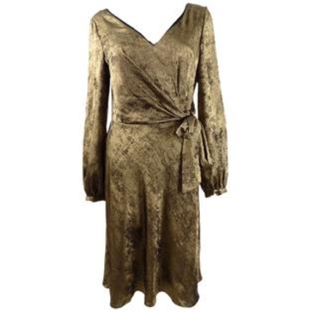 RALPH LAUREN | Women's Faux-Wrap Sateen Dress | Size 14